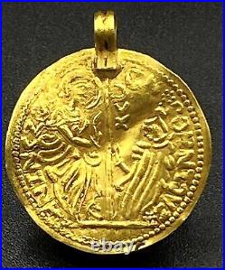 Vintage Currency Old Antique Gold Coin Pendant Jewelry 15 Century AD Light Weigh