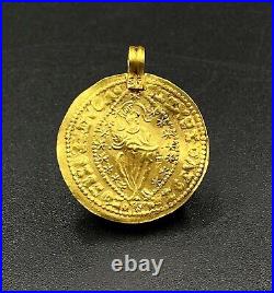 Vintage Currency Old Antique Gold Coin Pendant Jewelry 15 Century AD Light Weigh