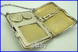 Vintage Etched Sterling Silver Gold Wash Lady's Compact Coin Change Purse