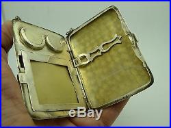 Vintage Etched Sterling Silver Gold Wash Lady's Compact Coin Change Purse