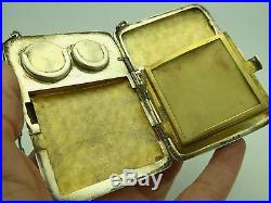 Vintage Etched Sterling Silver Gold Wash Lady's Compact Coin Change Purse