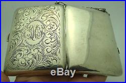 Vintage Etched Sterling Silver Gold Wash Lady's Compact Coin Change Purse