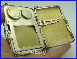 Vintage Etched Sterling Silver Gold Wash Lady's Compact Coin Change Purse