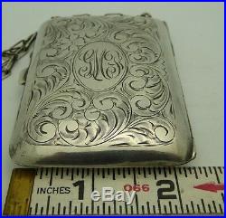 Vintage Etched Sterling Silver Gold Wash Lady's Compact Coin Change Purse