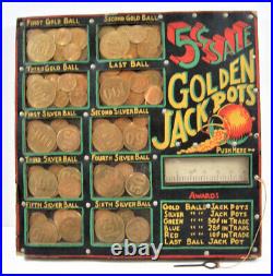 Vintage Golden Jackpot Neway Pellet Colorful 5 Ct Punch Board Hvy Coins Gambling