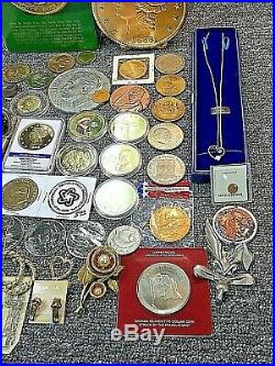 Vintage Junk Drawer Dealer Lot Medals, Watches, Jewelery, Coins, $20 Gold Decant