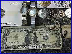 Vintage Junk Drawer Dealer Lot Medals, Watches, Jewelery, Coins, $20 Gold Decant