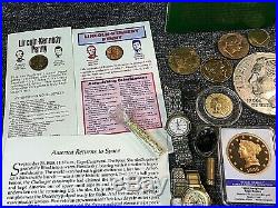 Vintage Junk Drawer Dealer Lot Medals, Watches, Jewelery, Coins, $20 Gold Decant