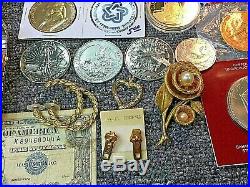 Vintage Junk Drawer Dealer Lot Medals, Watches, Jewelery, Coins, $20 Gold Decant