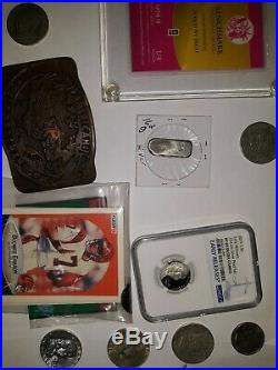 Vintage Junk Drawer Lot. Old SILVER/GOLD bars, silver Coins, proofs, Cards
