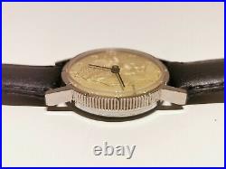 Vintage Rare Collectible Men's Swiss Watch Lucerne With Liberty USA Coin Dial