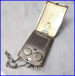 Vintage Sterling Silver with 14KT Gold Inlay Cigarette Coin Compact Clutch 1-H1000