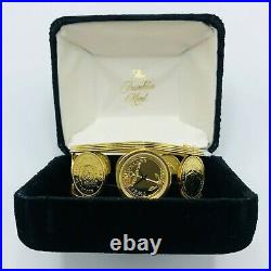 Vintage The Franklin Mint Golden Caribbean Coin Watch 22k Gold Plated With Box