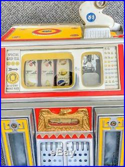 Vintage Watling Twin Jackpot Golden Coin Gum 5 Cent Nickel Slot Machine Working