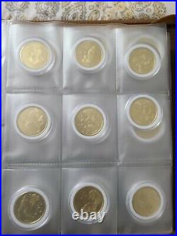 WDW 50th Anniversary Gold Medallion Coin FULL SET of 53 in Capsules and Binder