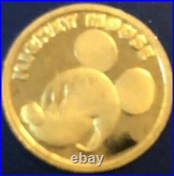 Walt Disney Vintage 1/25th OZ. 9999 Gold Mickey CoinRarely Seen on EbayFREE SH