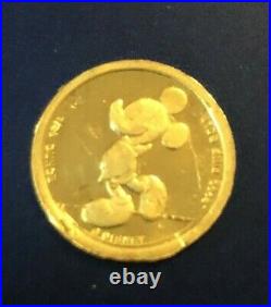 Walt Disney Vintage 1/25th OZ. 9999 Gold Mickey CoinRarely Seen on EbayFREE SH