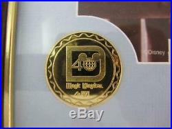 Walt Disney World 40th Framed WALT Art 24kt Gold Magic Kingdom Minted Coins Set