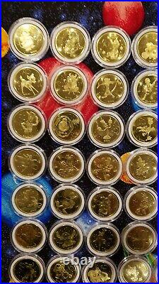 Walt Disney World 50th Anniversary Gold Medallions Full Set 53 Coins in Case