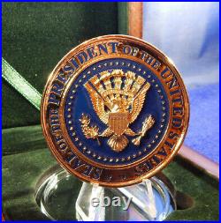 White House & Seal Of The President Large 2.25 22kt Gold Plate Coin-in Wood Box