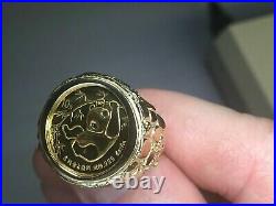 Without Stone Fancy Panda Coin Band Ring Collection In 14k Yellow Gold Plated
