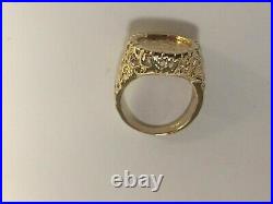Without Stone MEXICAN DOS PESOS Coin Men's Wedding Ring Solid 14K Yellow Gold